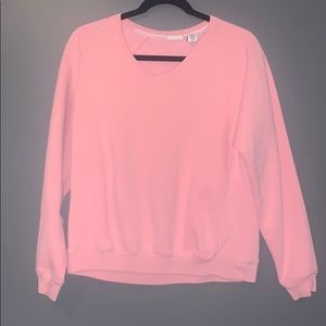 pink v neck pull over